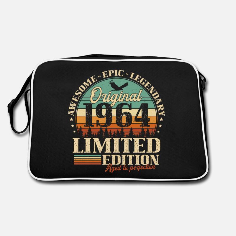 Original 1964 Limited Edition Vintage Geburtstag - Retro Tasche - Schwarz/Weiß