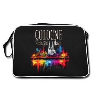 Cologne, Cathédrale De Cologne, Allemagne, Ville, Horizon, Nuit - Sac Retro - noir/blanc - Dos