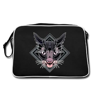 Stylized Panther Head Design - Retro Bag - black/white - Back