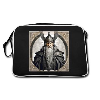 Proud Viking with Raven Helmet - Retro Bag - black/white - Back
