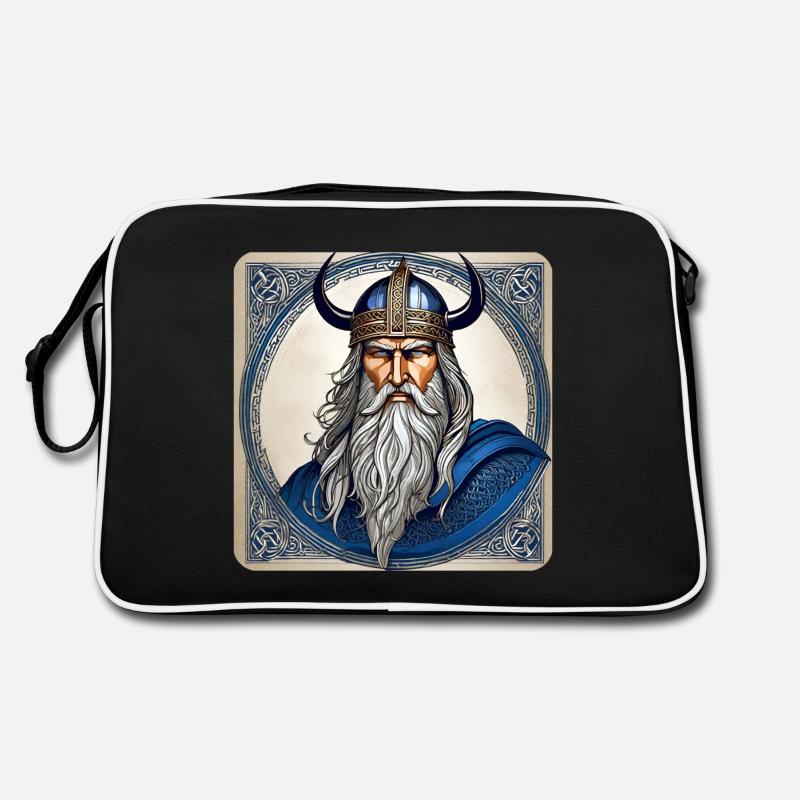 Stolzer Wikinger mit Hörner Helm Retro Tasche