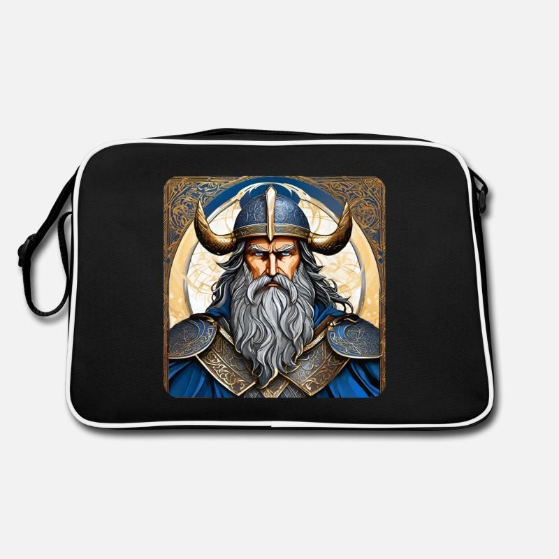 Stolzer Wikinger mit Hörner Helm Retro Tasche
