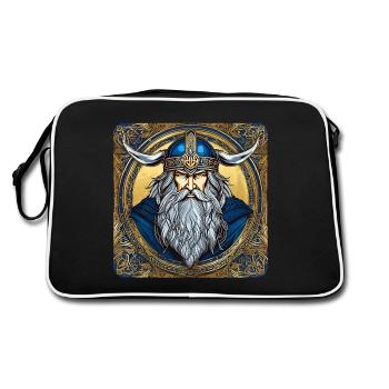 Proud Viking with Horns Helmet - Retro Bag - black/white - Back