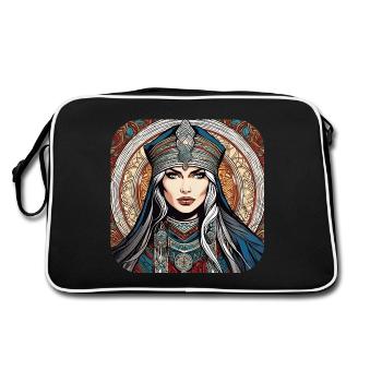 Mystische Fantasy Frau - Retro Tasche - Schwarz/Weiß - Hinten