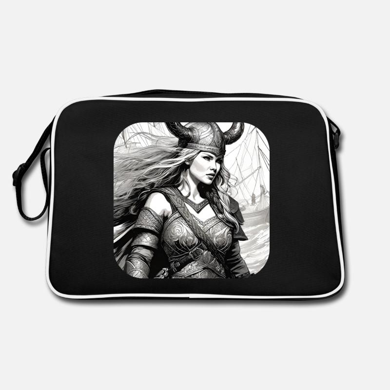 Fière Viking Germanin Shieldmaiden - Sac Retro - noir/blanc
