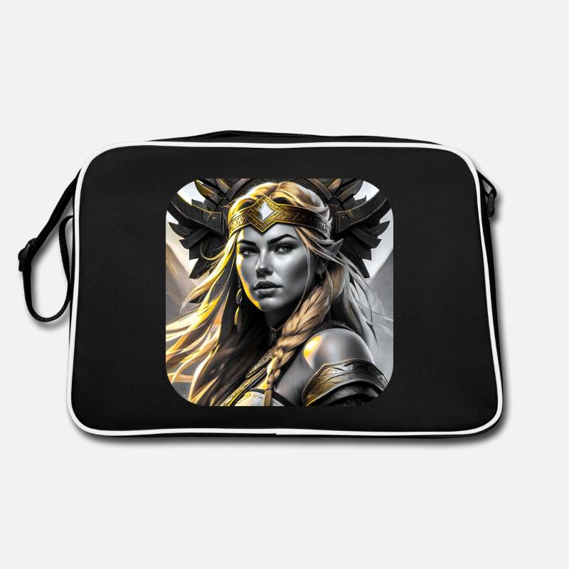 Stolze Wikingerin Germanin Schildmaid in Gold Retro Tasche