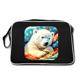 Cute Cuddle Polar Bear - Retro Bag - black/white - Back