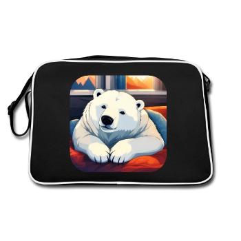 Cute Cuddle Polar Bear - Retro Bag - black/white - Back