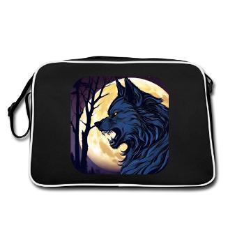 Horror werewolf with full moon - Retro Bag - black/white - Back