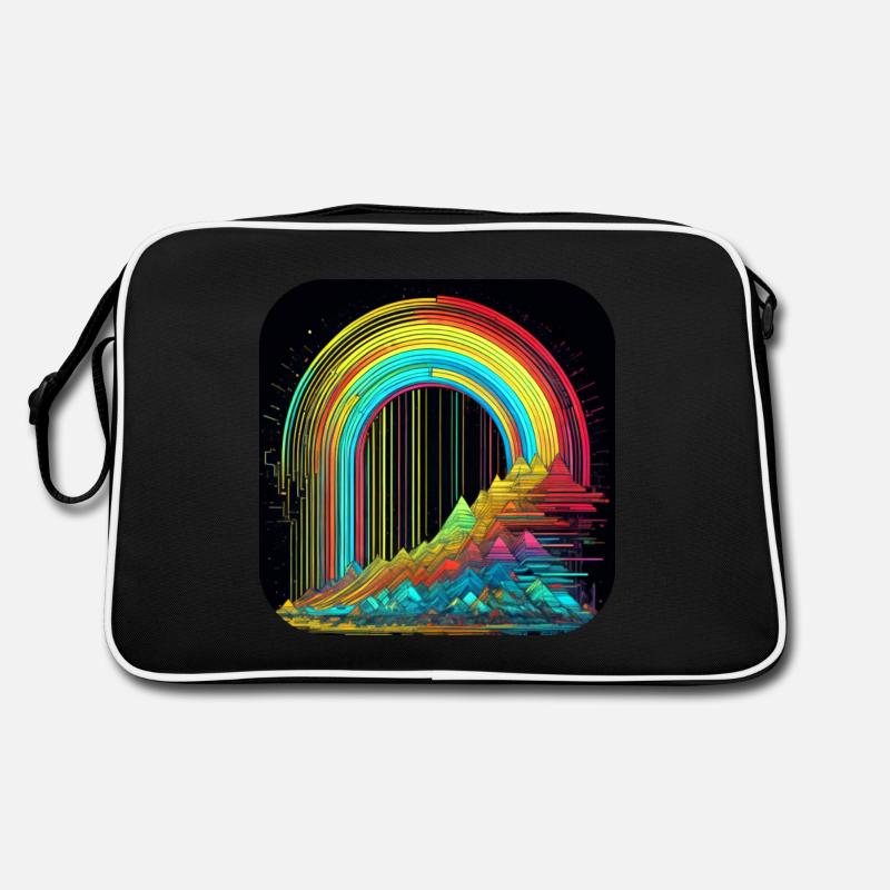 Psychedelic Motif Mountains with Rainbow Retro Bag