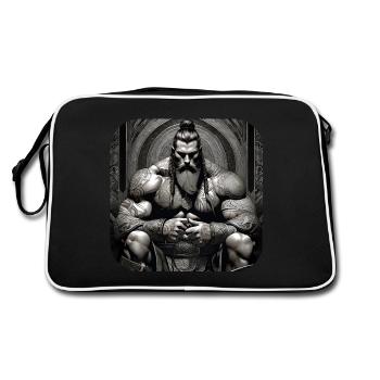 Proud Viking Warrior Germanic - Retro Bag - black/white - Back