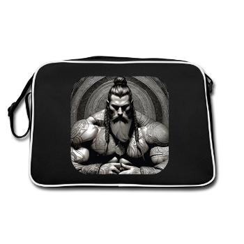 Proud Viking Warrior Germanic - Retro Bag - black/white - Back