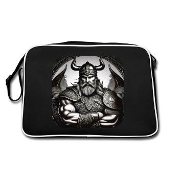 Proud Viking Warrior Germanic - Retro Bag - black/white - Back