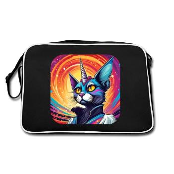 Chat licorne à motif psychédélique - Sac Retro - noir/blanc - Dos