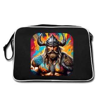 Proud Viking Warrior Germanic - Retro Bag - black/white - Back