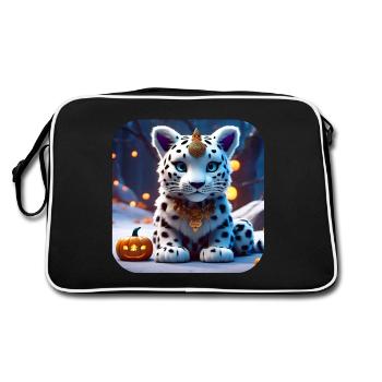 Léopard des neiges mignon - Sac Retro - noir/blanc - Dos