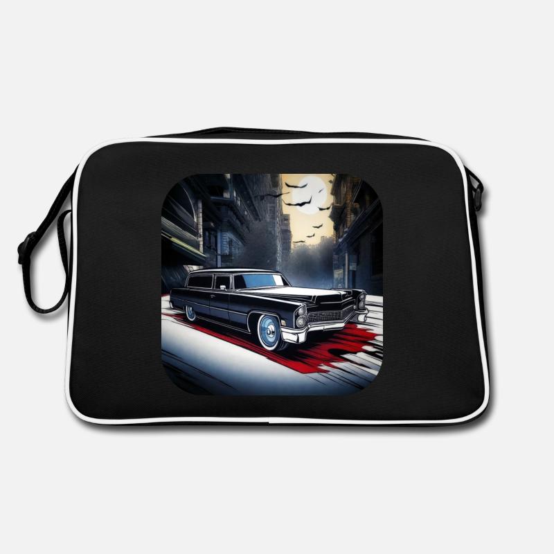 Cooler Oldtimer Leichenwagen - Retro Tasche - Schwarz/Weiß