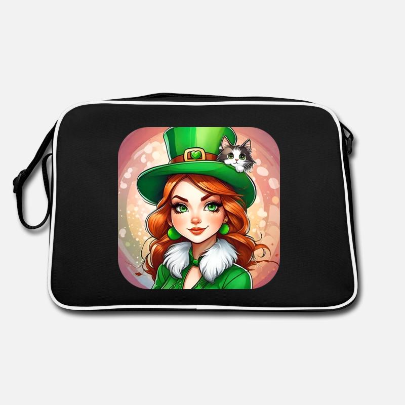 Leprechaun de la Saint-Patrick avec chat Sac Retro