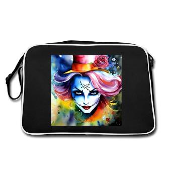 Cool Harlequin Poker Gothic Girl - Retro Bag - black/white - Back