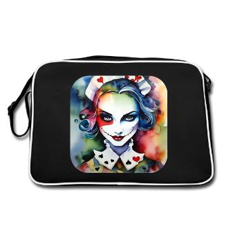 Cool Harlequin Poker Gothic Girl - Retro Bag - black/white - Back