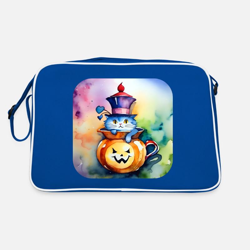Cute cat with pumpkin Retro Bag