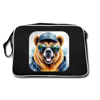 Ours cool avec des lunettes de soleil - Sac Retro - noir/blanc - Dos