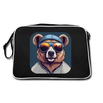 Ours cool avec des lunettes de soleil - Sac Retro - noir/blanc - Dos
