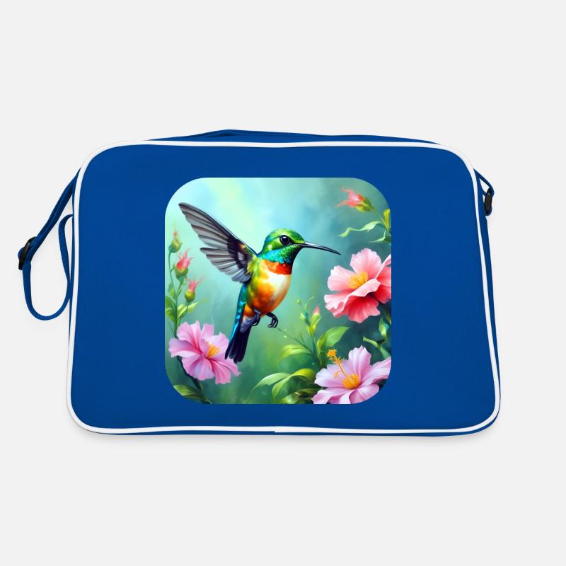 Beau colibri avec des fleurs Sac Retro