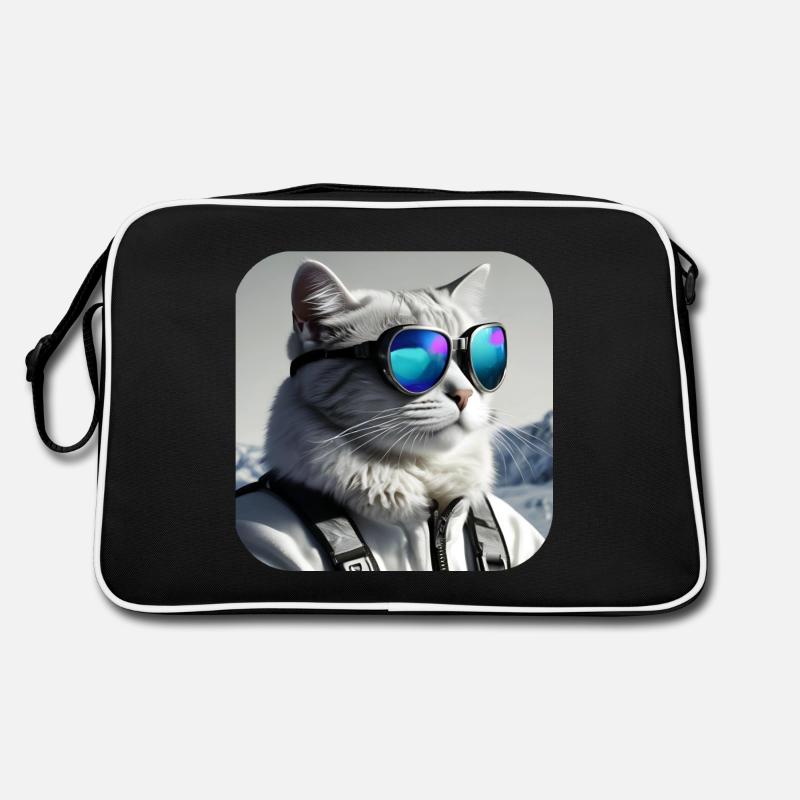Coole Katze mit Sonnenbrille Retro Tasche