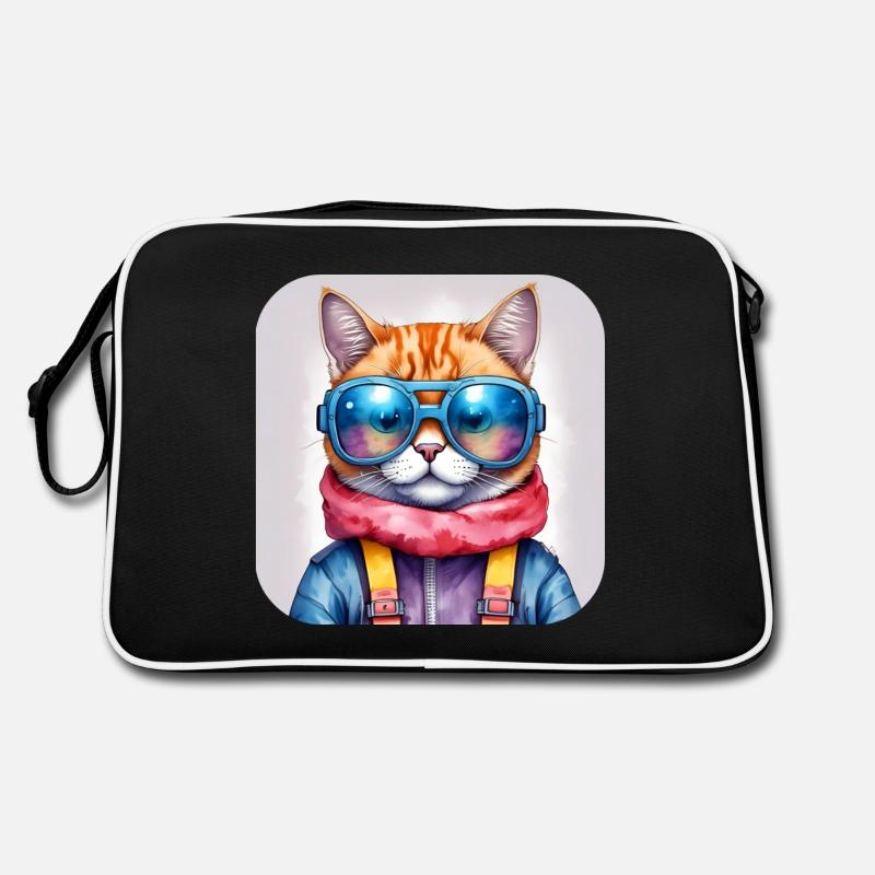 Coole Katze mit Sonnenbrille Retro Tasche