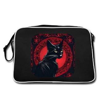 Mystical Black Cat - Retro Bag - black/white - Back