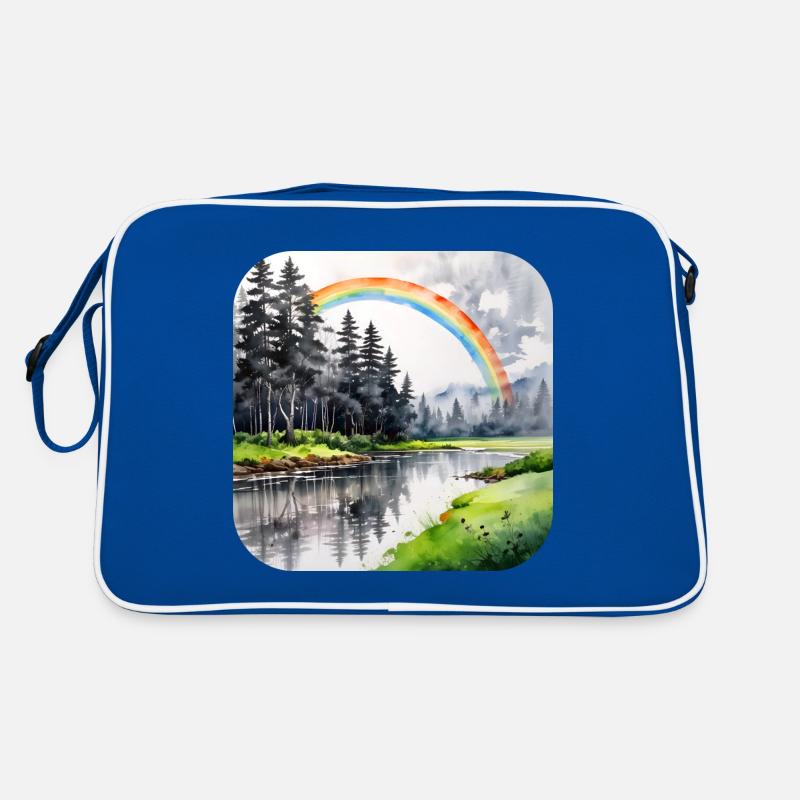 Landschaft mit Regenbogen Retro Tasche