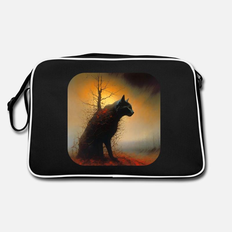 Schwarze Horror Katze Retro Tasche