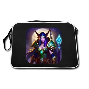 Proud Fantasy Elf Warrior - Retro Bag - black/white - Back