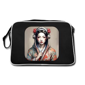 Fille manga anime cool dans le style geisha - Sac Retro - noir/blanc - Dos