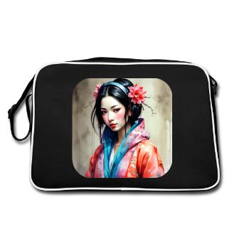 Fille manga anime cool dans le style geisha - Sac Retro - noir/blanc - Dos