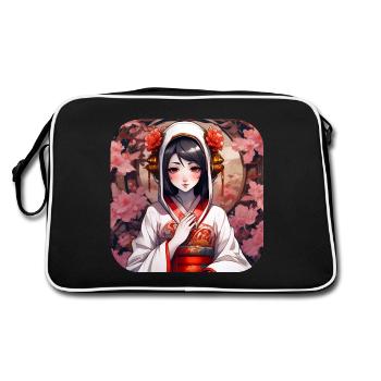 Jolie fille manga anime dans le style geisha - Sac Retro - noir/blanc - Dos