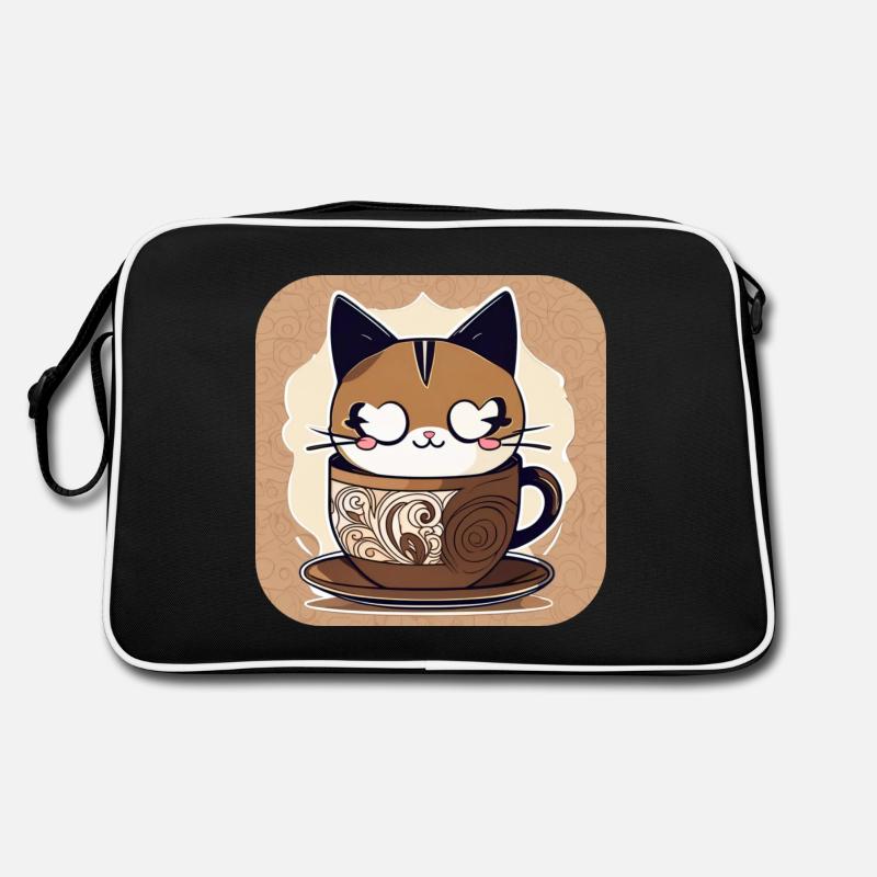 Chat de café mignon - Sac Retro - noir/blanc