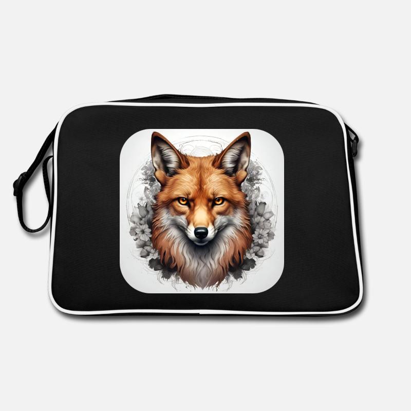 Fuchs mit Blumen Retro Tasche