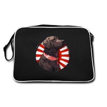 Niedlicher Hund, der einen Kimono trägt - Anime Shirt - Retro Tasche - Schwarz/Weiß - Hinten