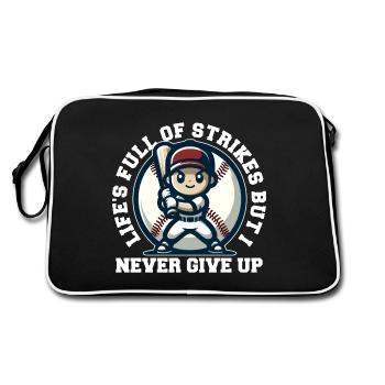 LIFE'S FULL OF STRIKES BUT I NEVER GIVE UP - Retro Bag - black/white - Back