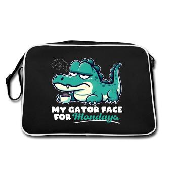 MY GATOR FACE FOR MONDAYS - Retro Bag - black/white - Back