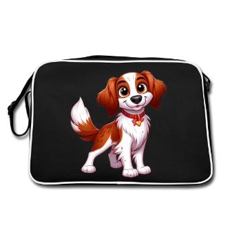 Brittany Spaniel 5 - Retro Bag - black/white - Back