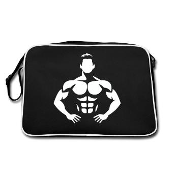 Bodybuilder - Retro Tasche - Schwarz/Weiß - Hinten