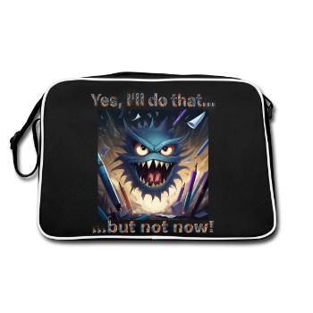 Stressed? Then vent with this monster! - Retro Bag - black/white - Back