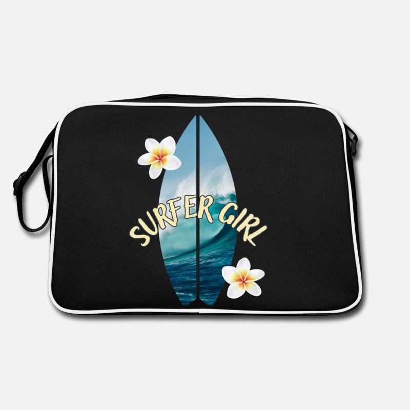 Fille surfeuse - Sac Retro - noir/blanc