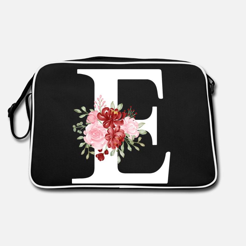 Red Floral Letter E Retro Bag