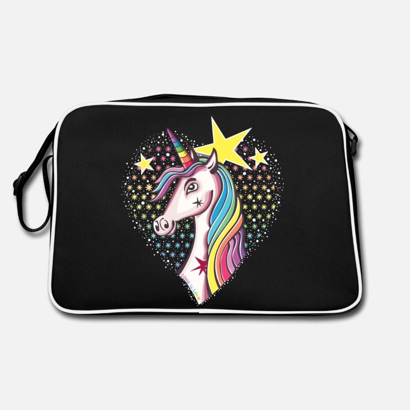 Stern Einhorn - Retro Tasche - Schwarz/Weiß