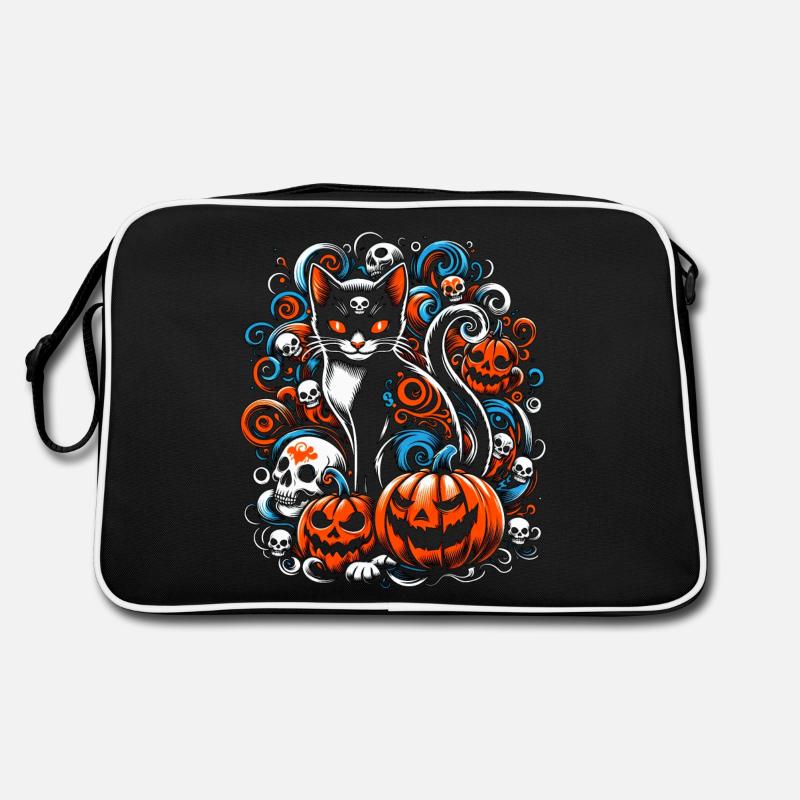 Unheimliche Katzenschädel Halloween Retro Tasche