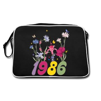 Année de naissance 1986 fleurs sauvages - Sac Retro - noir/blanc - Dos